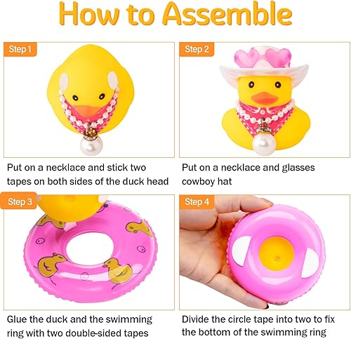 Miniatura 4 de wonuu Decoración de coche de pato de goma, accesorios para automóvil, adorno para tablero de instrumentos con sombrero de vaquero occidental, anillo