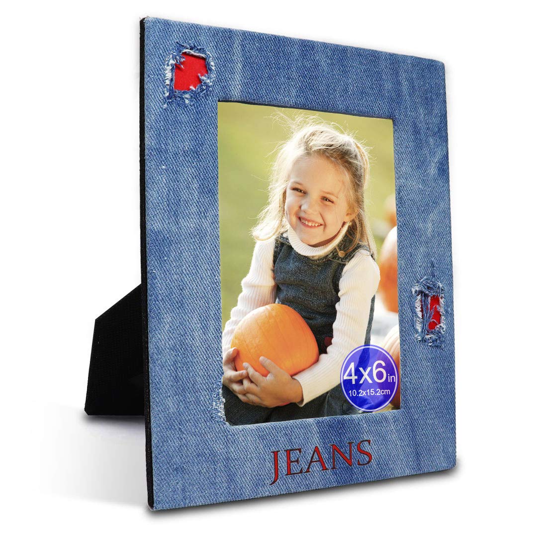 ZEEYUAN 4x6 Picture Frame Denim Photo Frame Cowboy Picture Frame Display for Tabletop Display Wall Mounting Home Decor