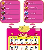 Vista 3 de FUNWISH Tabla de pared electrónica interactiva del alfabeto de 4 piezas, para actividades de aprendizaje de niños pequeños, póster electrónico