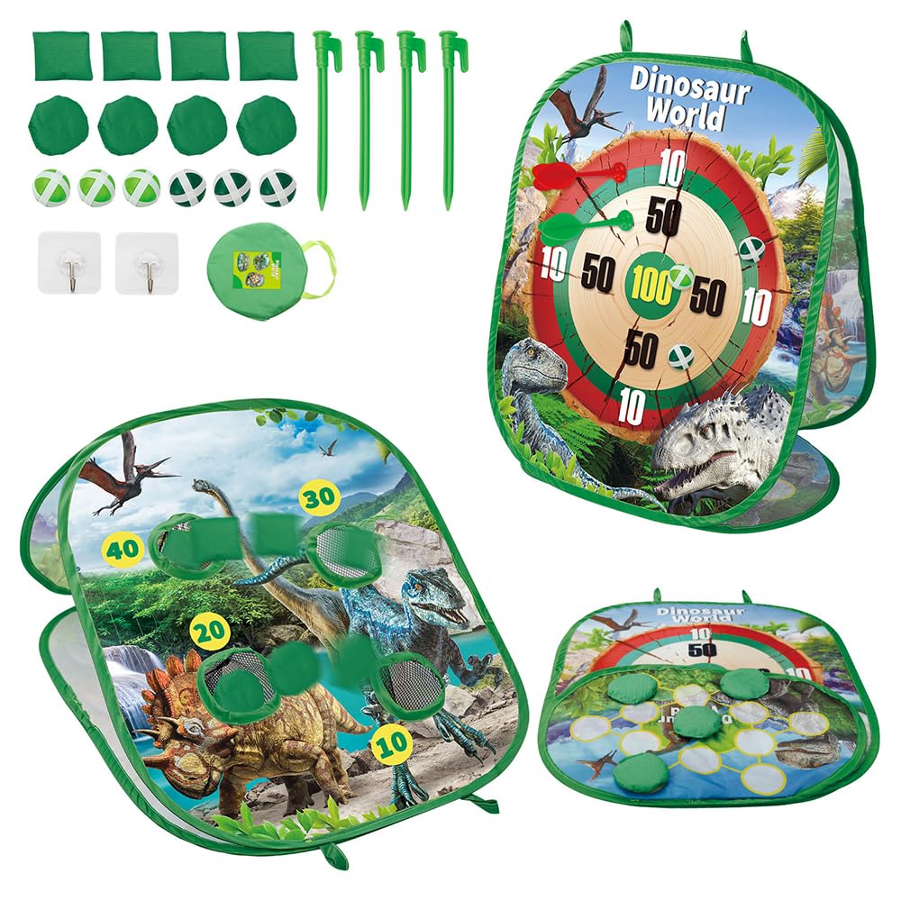 Masroo Dinosaur Bean Bag Toss Game Toy Outdoor Toss Game, Family Party Party Supplies for Kids, Gift for Boys Birthday or Christmas for Toddlers Ages 3 4 5 6 Year Old
