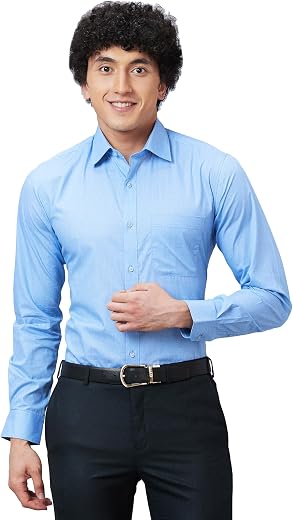 Raymond Men's Pure Cotton Structure Pattern Slim Fit Semi Cutaway Collar Full Sleeve Formal Shirt
