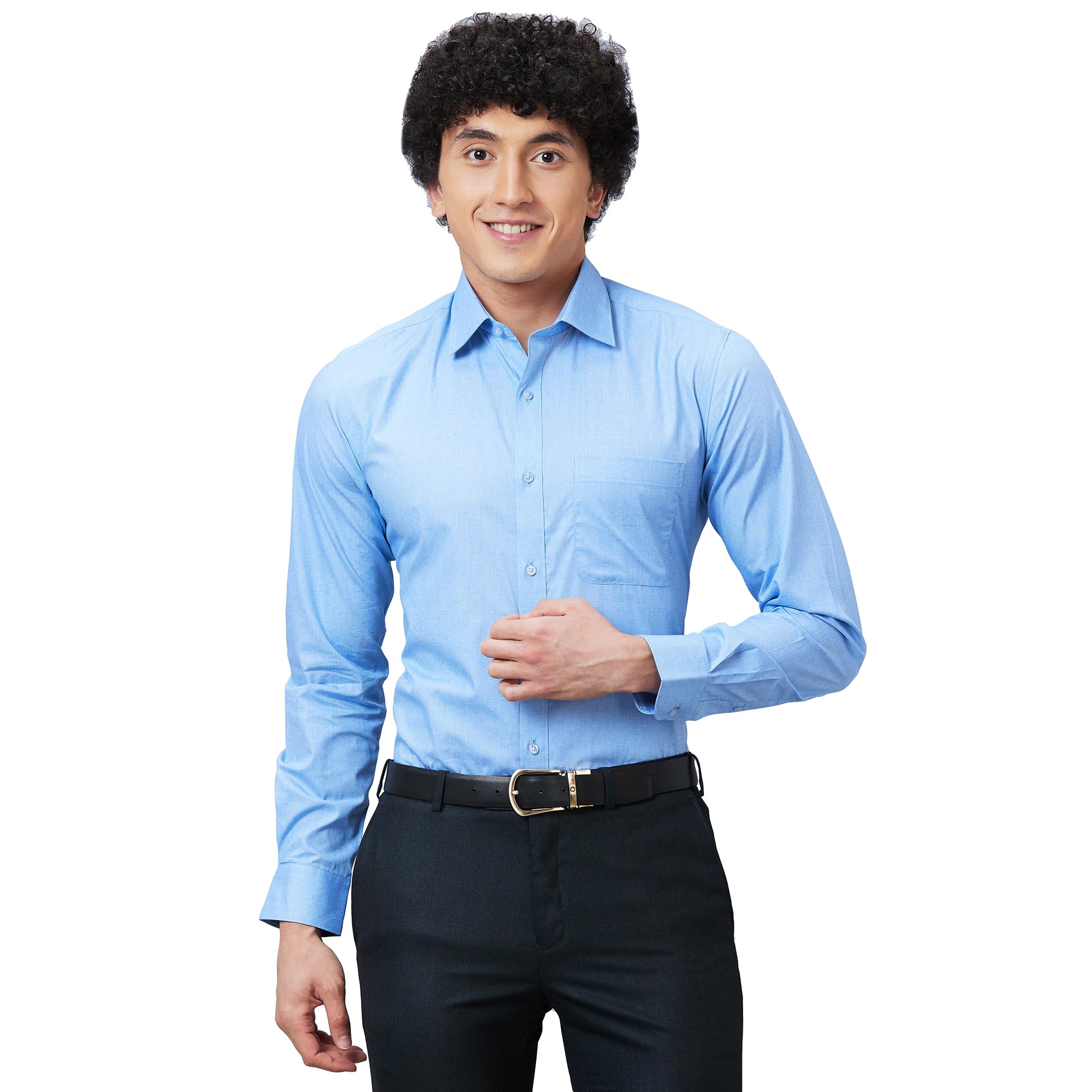 raymond Men's Pure Cotton Structure Pattern Slim Fit Semi Cutaway Collar Full Sleeve Formal Shirt-picture-15