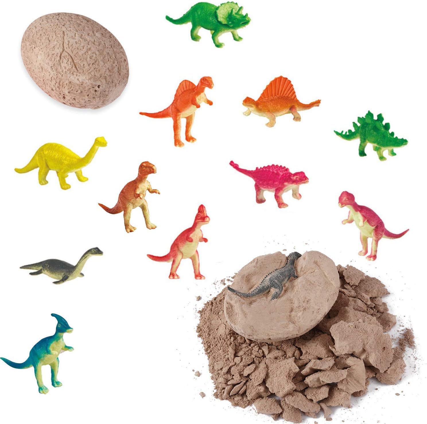 Dino Eggs Excavation Set of 12 Dinosaurs Fossil Dig Up Kit for Bday Party Favors Archaeology Science STEM Gift (Dinosaur Dig Kit)
