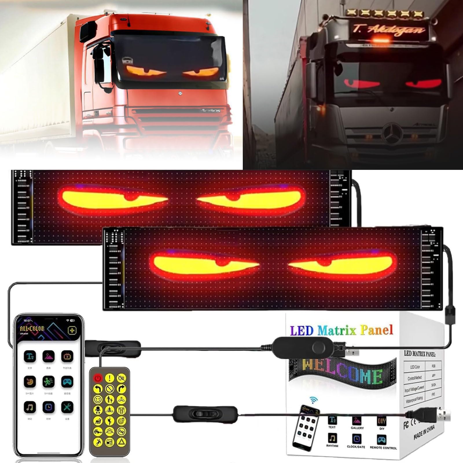 Devil Eyes Licht for auto's, Led-ogen for auto, Kleurrijk