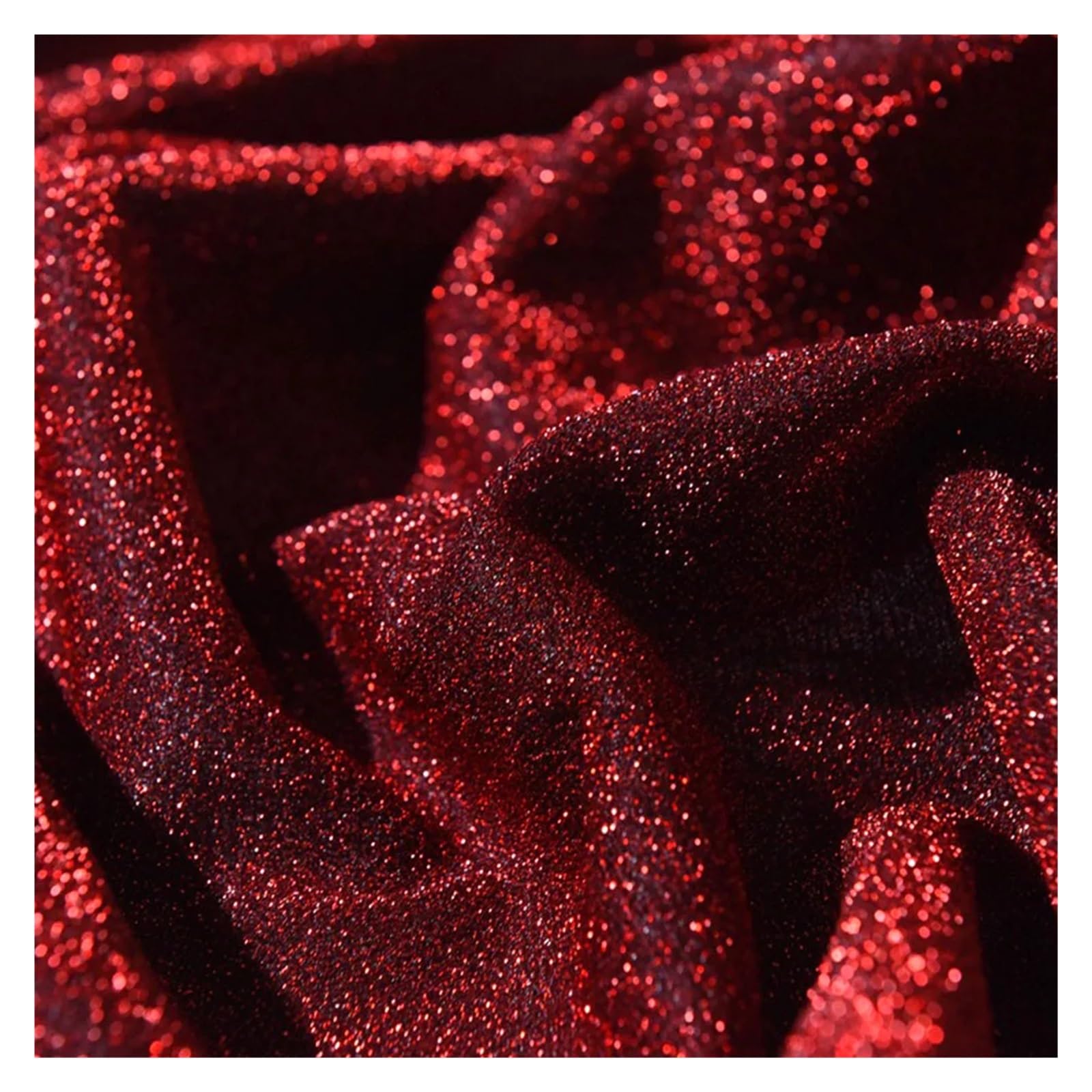 Tejido metalizado con purpurina, Tela elástica de punto con purpurina, Multicolor, 50x150cm, for manualidades, muñecas, disfraces, decoración bodas(Wine Red)