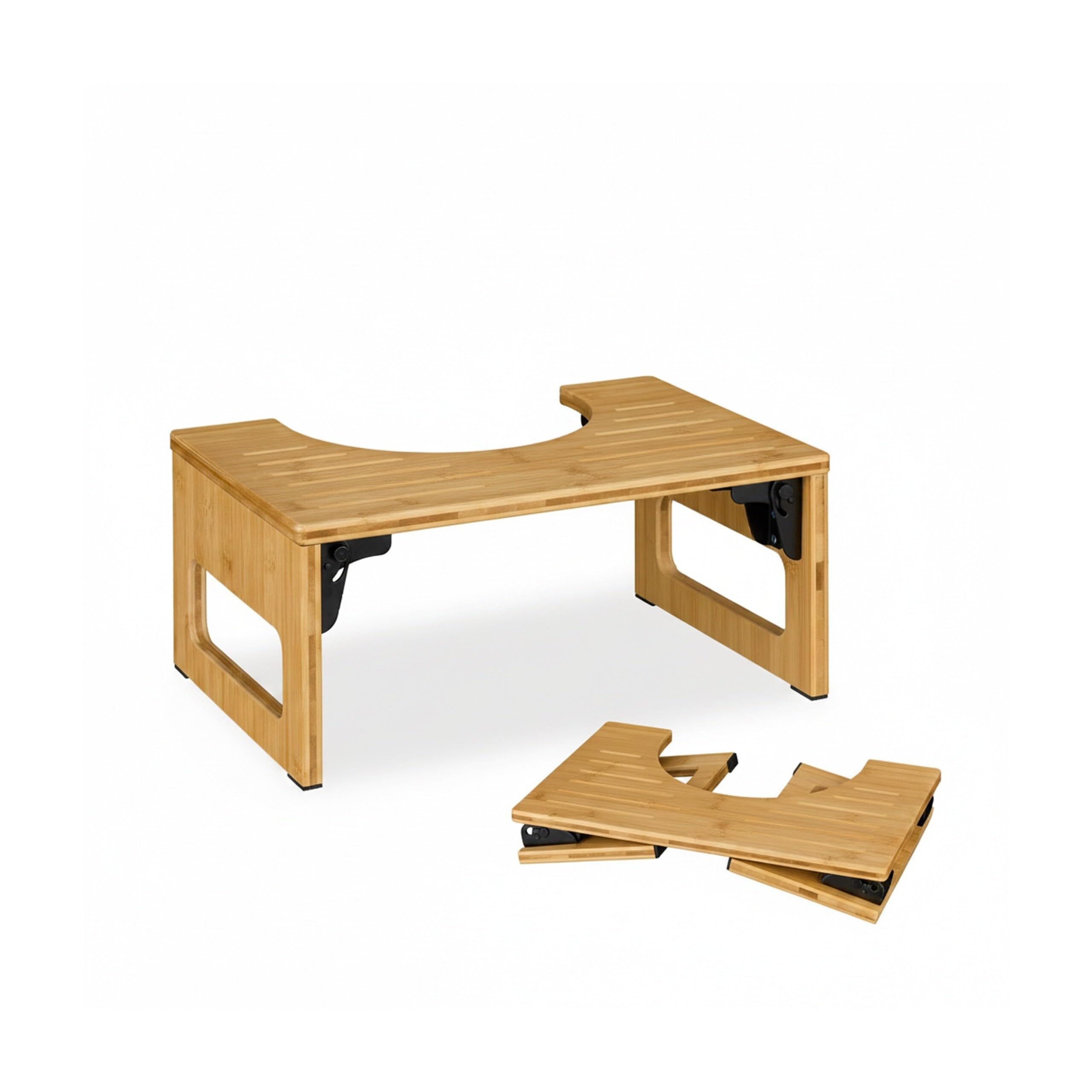 Relaxdays Sgabello per WC Bagno, Sgabellino Pieghevole da Toilette per Adulti, HxLxP: 18,5x43x27,5 cm, bambù, Naturale