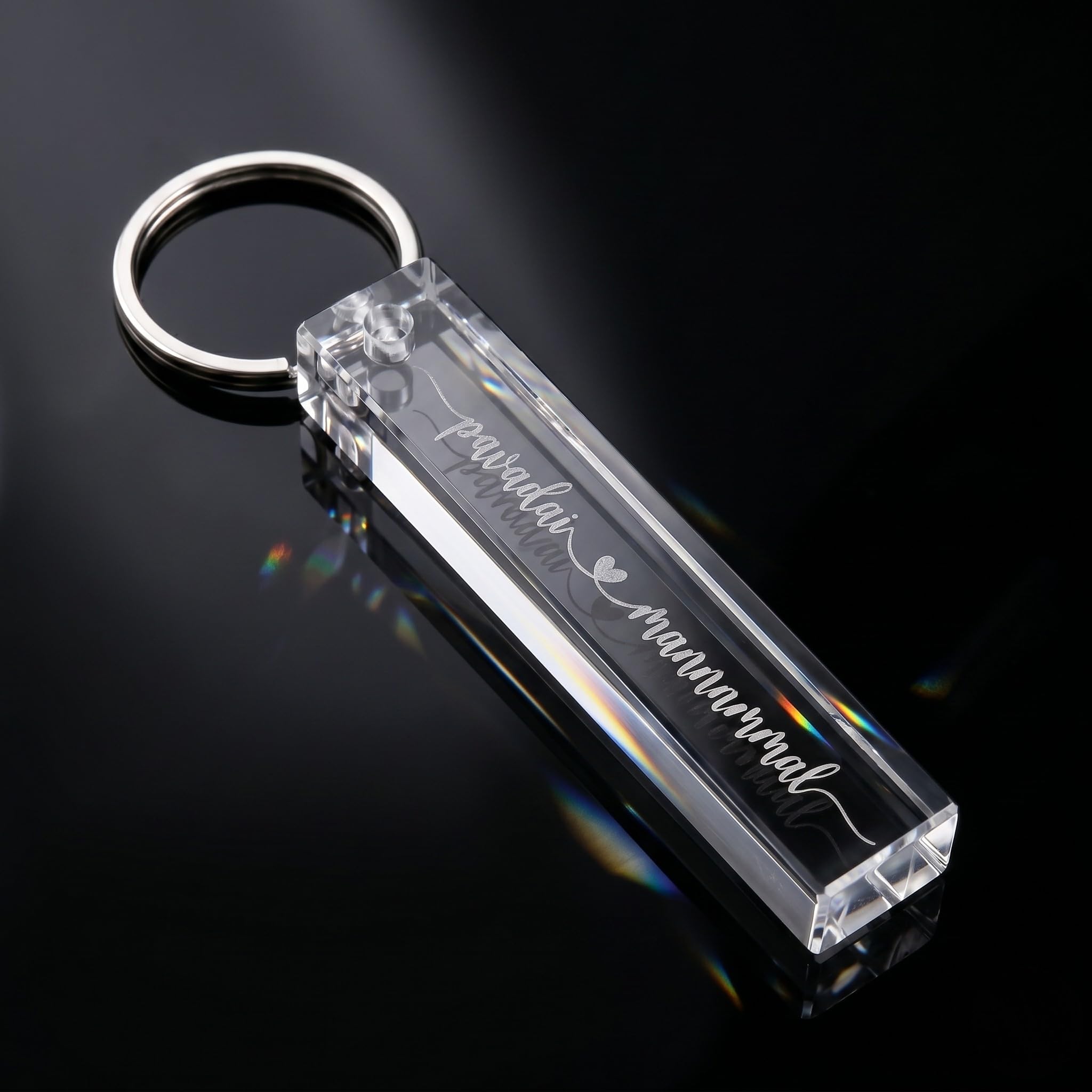 DIGI ARTS Personalised Custom Laser Engraved Clear Acrylic Crystal Keychain personal and corporate gifts, return gifts.-image-2