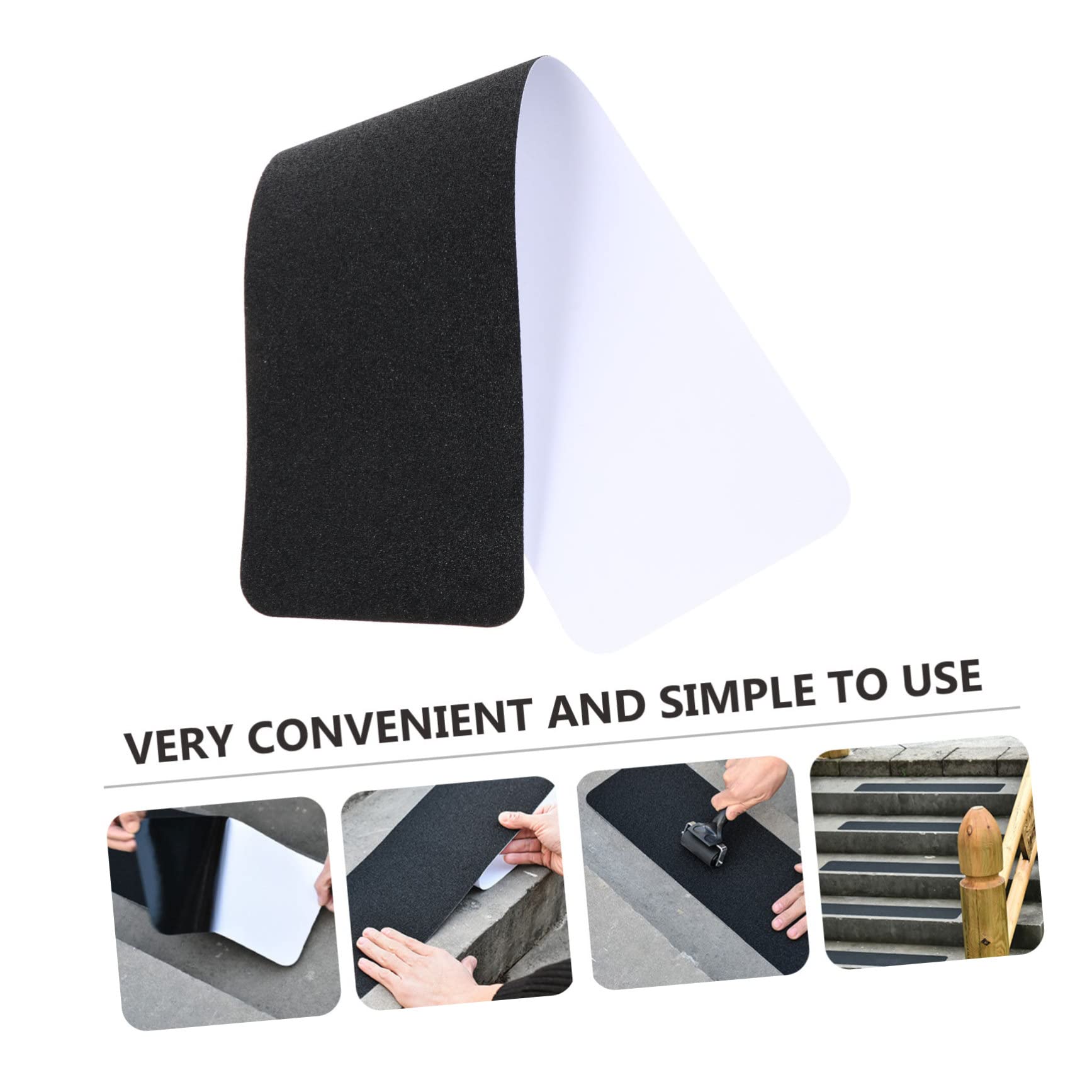 NULYLU PVC Floor Anti-Skid Grip Tapes 4pcs Black Anti-Slip Strips Sticker Grip Strips for Elderly Safety