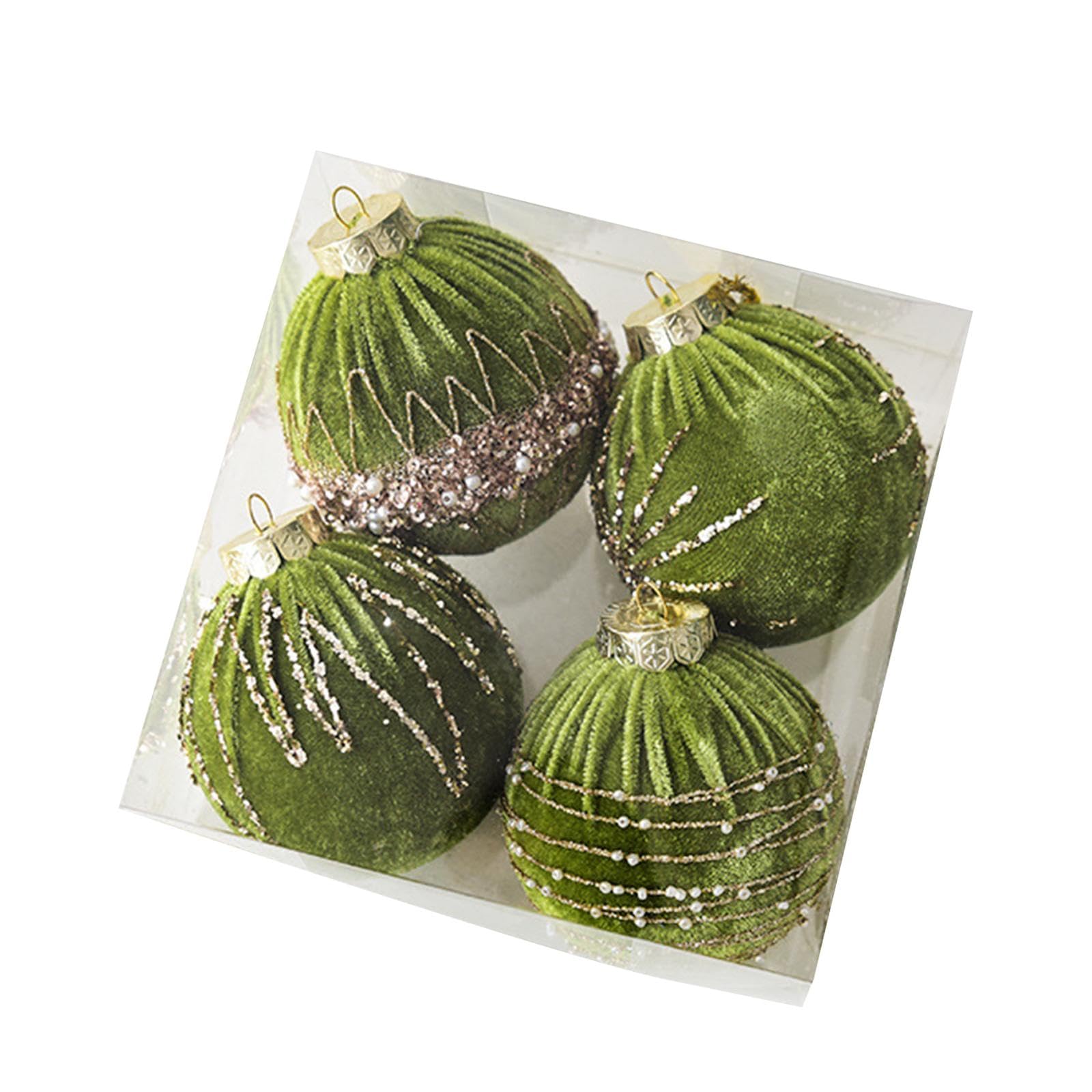 Boules de Noël velours vert clair incassables pour décoration sapin