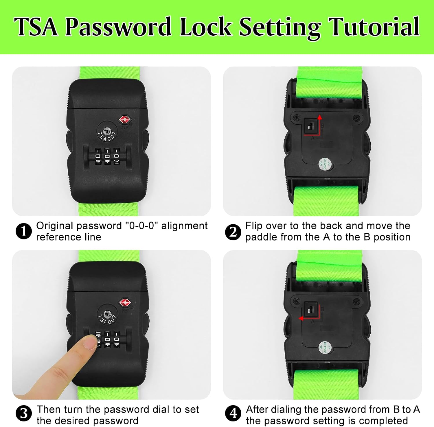 Luggage Strap Cross Luggage Strap Belt with TSA Certified Customs Lock Adjustable Non-Slip Suitcase Strap Travel Suitcase Belts for 20-34 inch Suitcase (Fluorescent Green)