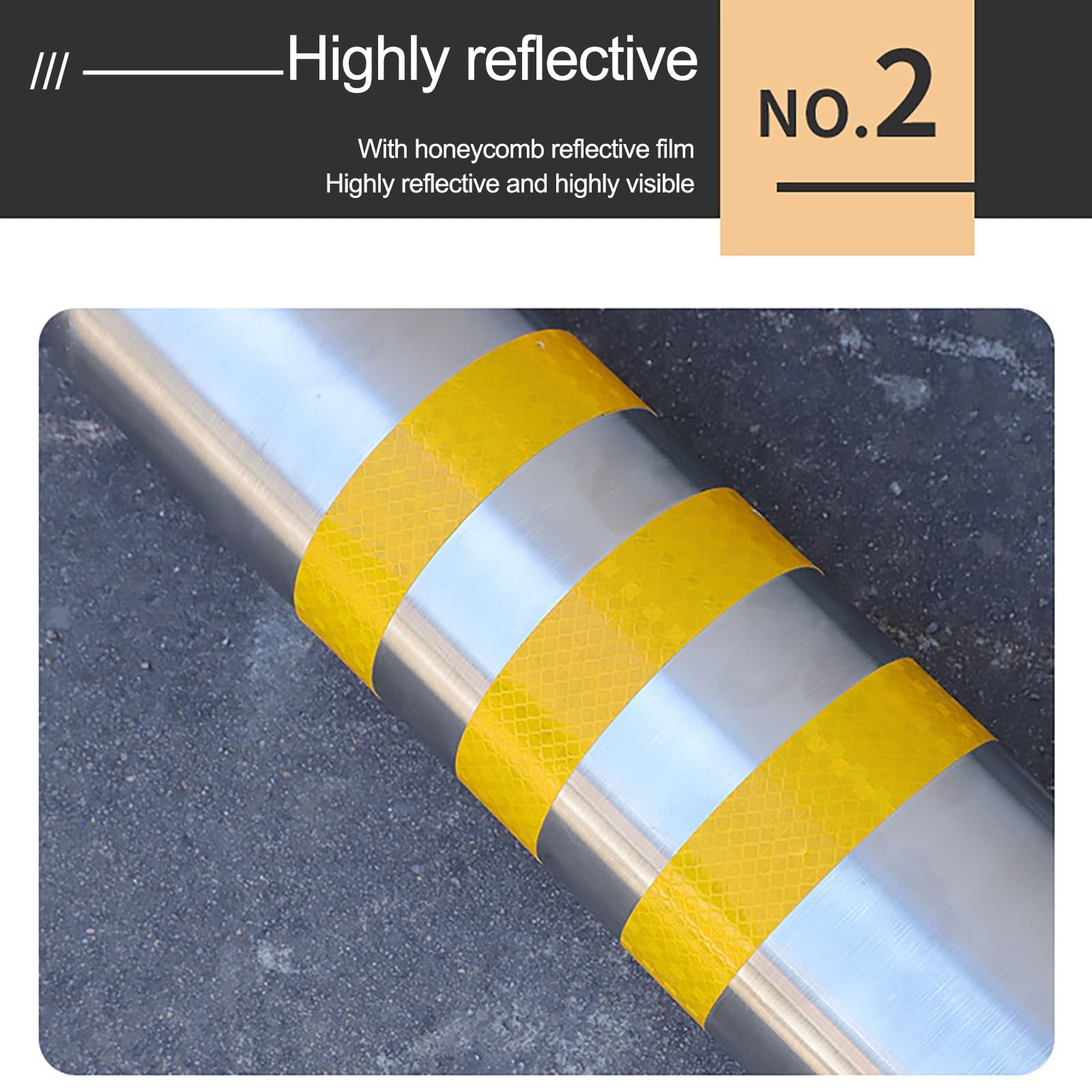 Lot de 2 bornes de sécurité en métal robuste avec bandes réfléchissantes – Barrière de contrôle de la circulation en acier pour la protection des allées et la sécurité du stationnement, jaune