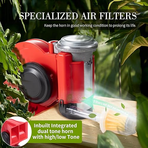 Miniatura 2 de FARBIN Bocina de Tren para Camión 12v 150db Bocina de Coche Fuerte Bocina de Aire de Caracol con Bomba de Aire para camión coche barco furgoneta
