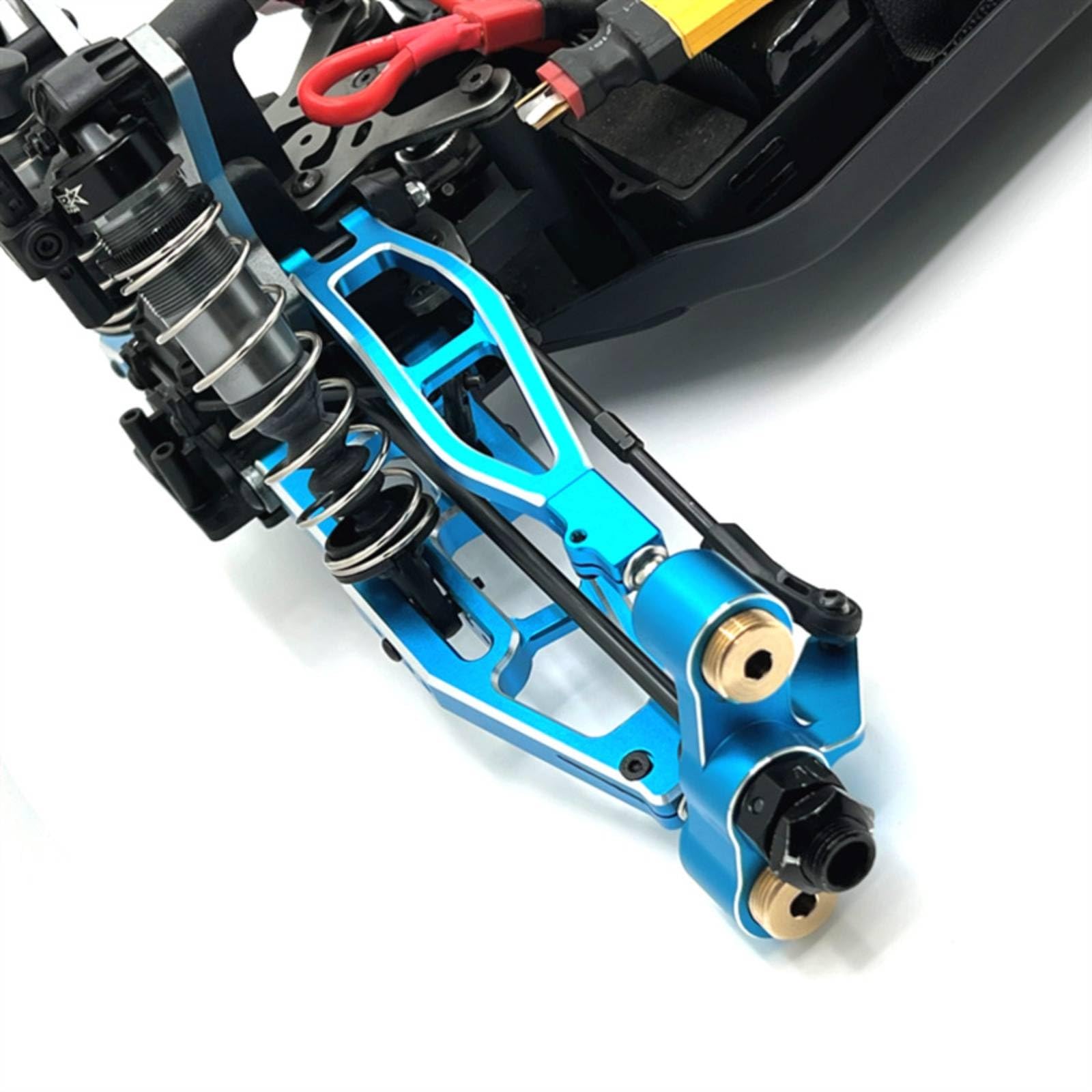 Braccetti Sospensione Anteriori Superiori Anodizzato Braccetti Anteriori Superiori Compatibile di Sospensione con Viti per Automodellismo, Blu Argento