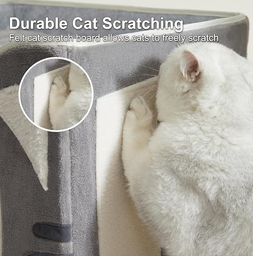 Miniatura 2 de Jiupety Casa para gatos con rascador de gatos, bonita casa de cama para gatos, casa interior para gatos y gatos grandes de hasta 20 libras, dos