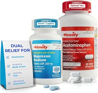 TIME-Cap Labs Pain Relief Bundle - Acetaminophen 650mg (400 Count) & Naproxen Sodium 220mg (300 Count) – Pain Relief Pills for Headache, Muscles, Arthritis, Menstrual Cramps, Tooth and Body Aches