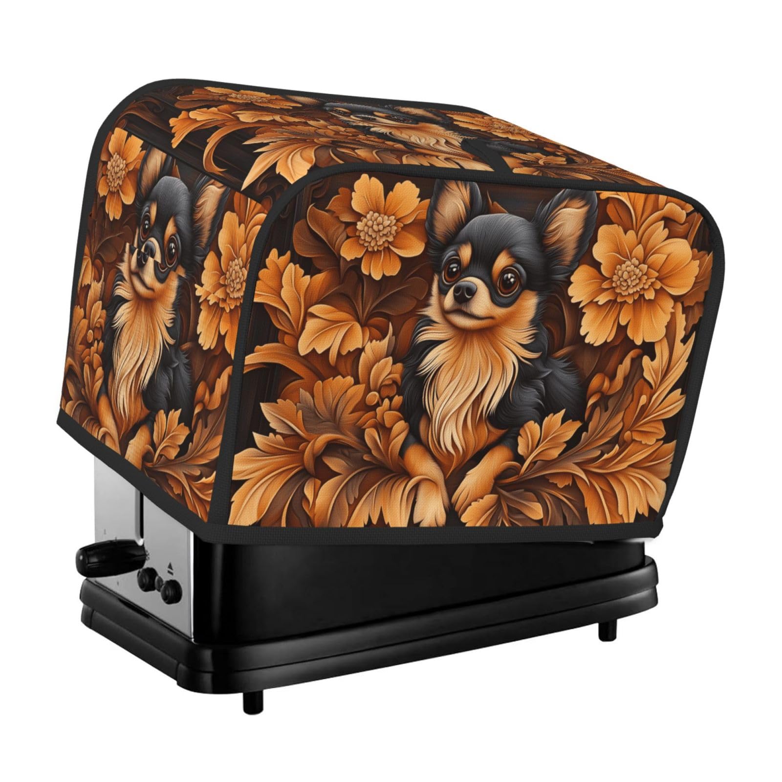 Chihuahua Woodcut Art Toaster Cover 2 Slice Toaster Covers Bread Maker Cover Kitchen Small Appliance Covers Kitchen Accessories