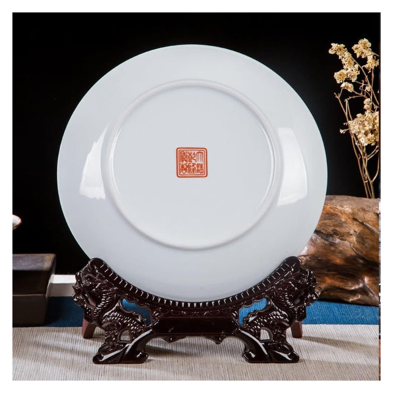 Dekoracyjny talerz do zawieszenia Dekoracyjny ceramiczny talerz do zawieszania, dekoracyjne talerze Cera, 10,2 cala niebiesko-biała porcelana śliwkowy wzór kwiatowy wiszący talerz Decor ozdoby do domu