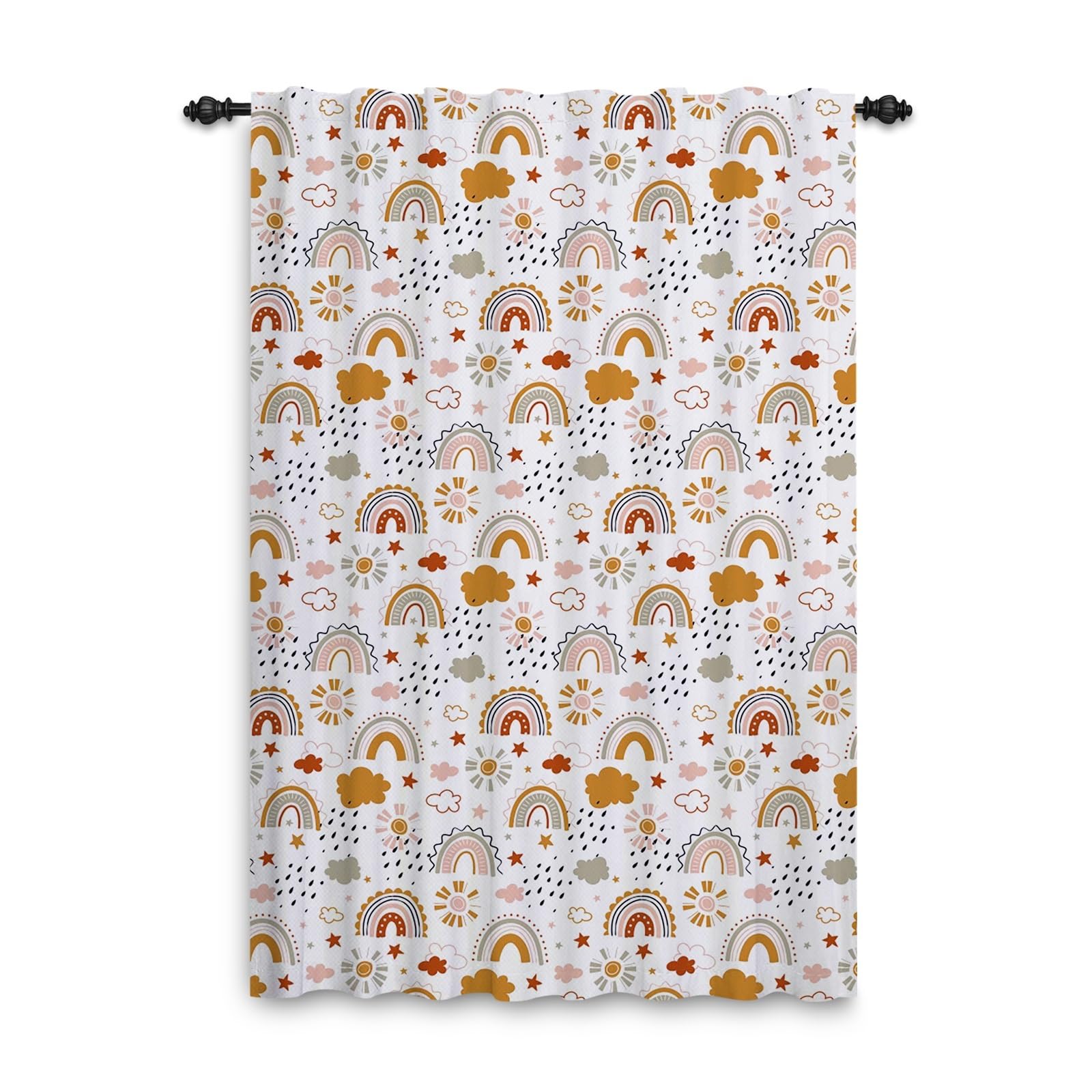 ggaimwf Rainbow Curtains Pencil Pleat Sun Clouds Hobo Style Rainbow Curtains Kids Bedroom Window Treatment for Child Girls Living Room Nursery Cafe Interior Divider Curtain Tier 132x214cm 1 Panel