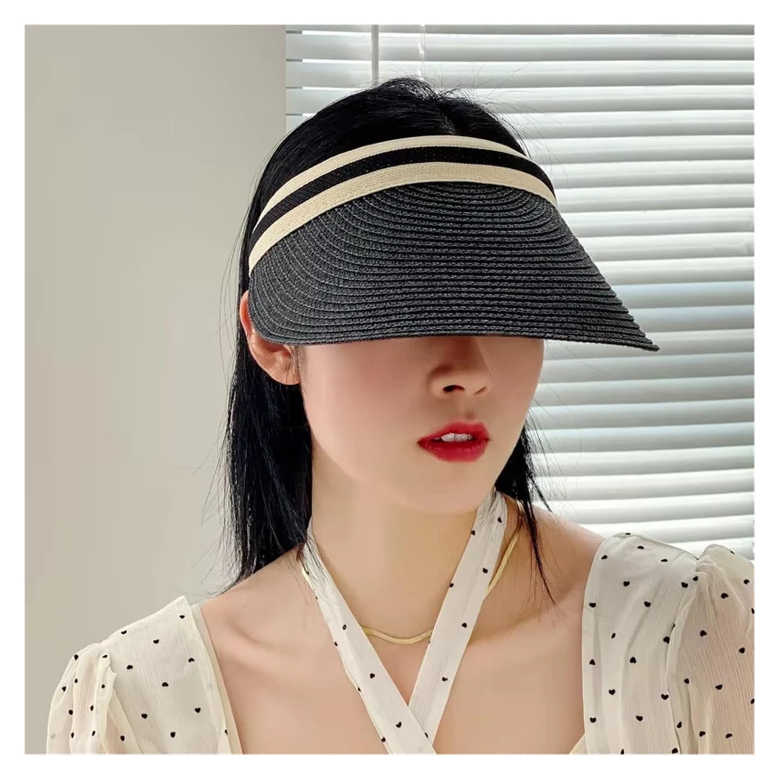 Visiera Estiva in Paglia da Donna - Cappello a Corona Aperta a Tesa Larga for la Spiaggia e l'ombra all'aperto
