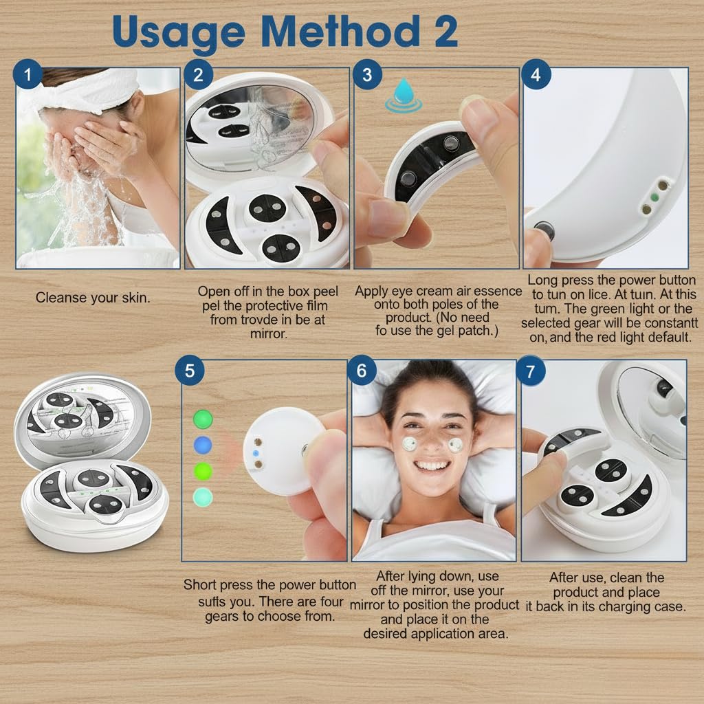 Familien-Set Augenmassagegerät & 6 Gel-Pads – Wiederaufladbar & Hygienisch | Universal für Sie & Ihn | Pflege bei Augenringen & Verspannungen | Ideal für Haushalt & Reise | USB-C