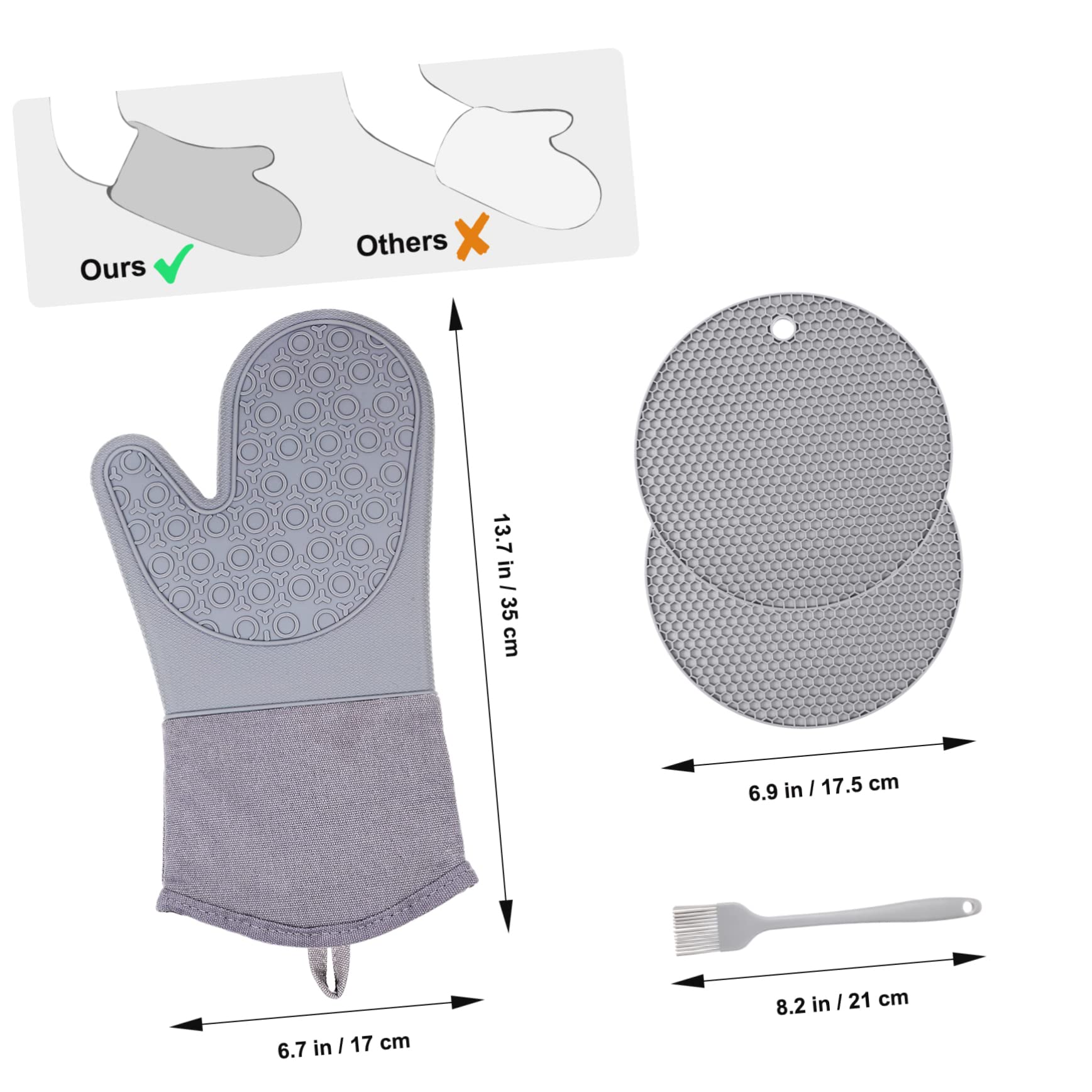 Ofenhandschuhe Silikon Hitzebeständig Rutschfester Ofenhandschuh Mit Schutz Für Hände Und Handgelenke Backen Kochen Grillen Küche Satz