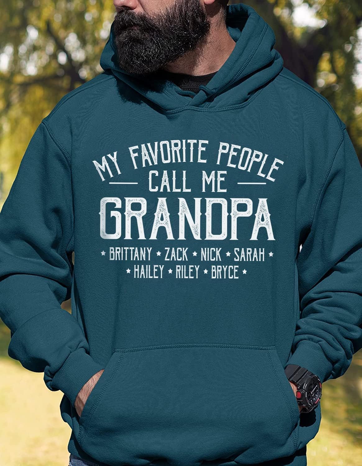 IZIPOD-Personalized Grandpa Kids Name T-Shirt for Men, Custom New Grandpa Idea Birthday Christmas for Him - Image 4