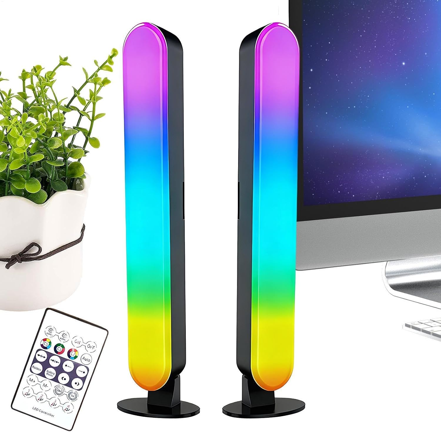 Game Lighting Device, RGB Light Bar for Room, 9.84in Column with LED Diodes, Smart Ambient Light, Entertainment Setup Panel with Interactive Style, Atmosphere Lights for Bedroom and Desk