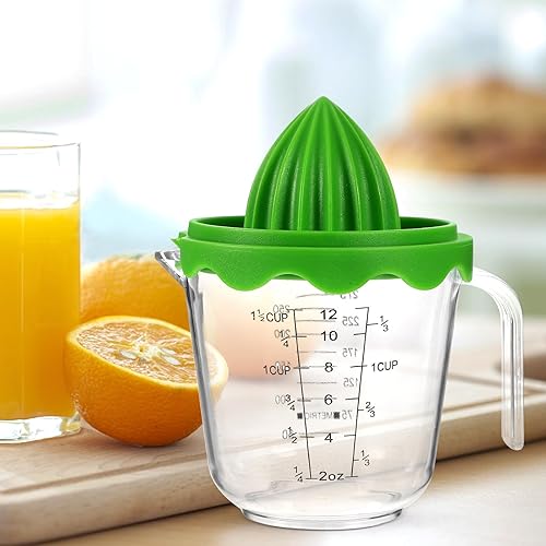 Miniatura 9 de Garneck Exprimidores manuales con taza medidora de 12 onzas  Exprimidor de mano de frutas para limóncítricos  Pequeño extractor de jugo portátil