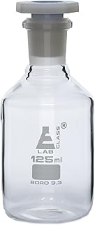 EISCO 125mL (4.2oz) Glass Reagent Bottle with Acid Proof Polypropylene Stopper, Borosilicate 3.3 Glass Labs