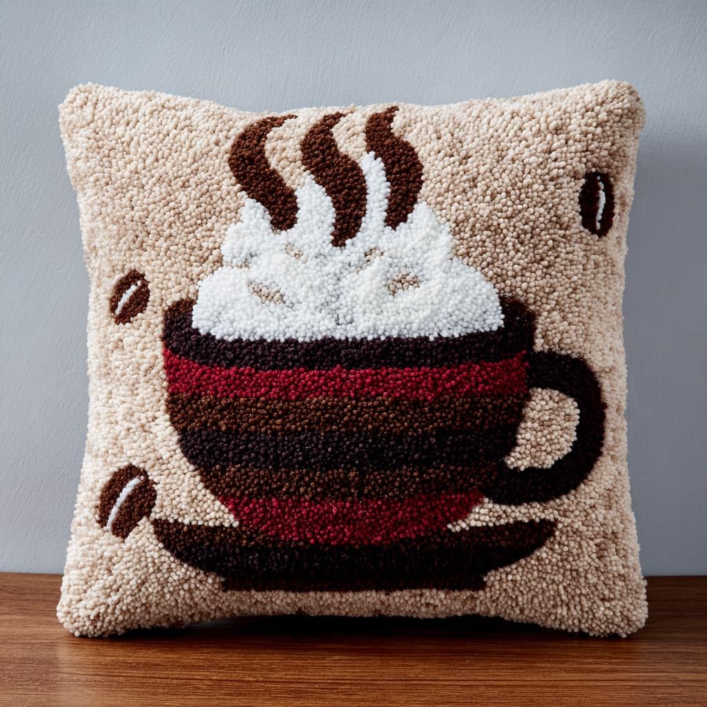 Henypt DIY Latch Hook Pillow Case Kit Cup