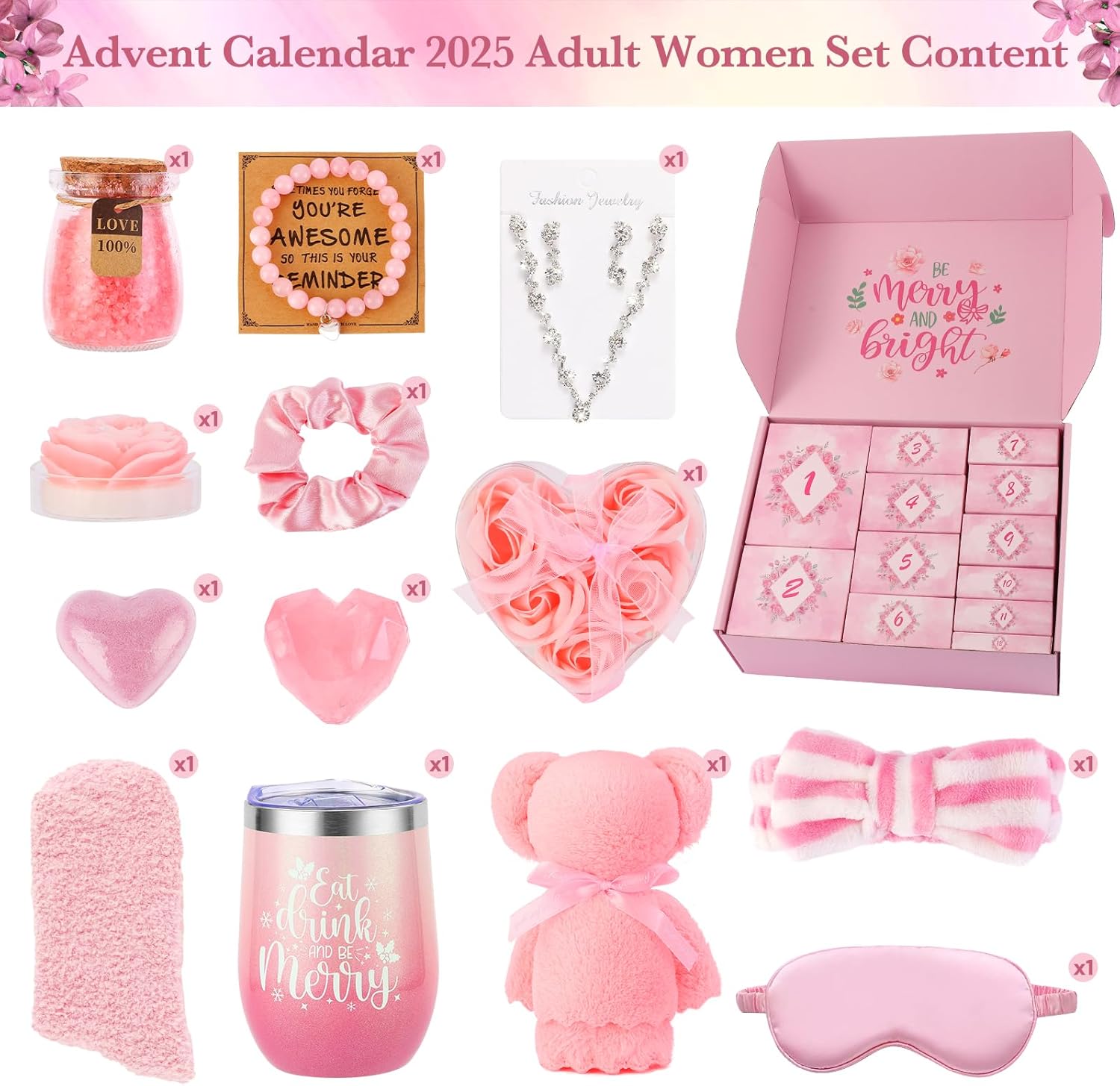 Advent Calendar 2025 - Advent Calendar for Adults - 12 Days of Christmas Advent Calendar for Women, Spa Gifts Basket, Advent Beauty Calendar for Teenage Girls, Mom, Wife, Girlfriend, Sister 13Pcs - Image 2