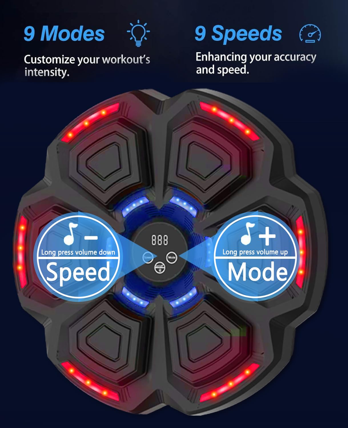Music Boxing Machine Adulti,Macchina da Box Musical con Guanti da Boxe,9 modalità di velocità e modalità di conteggio supportano Bluetooth,LED Musica Boxe Allenamento per adulti e bambini Exercise