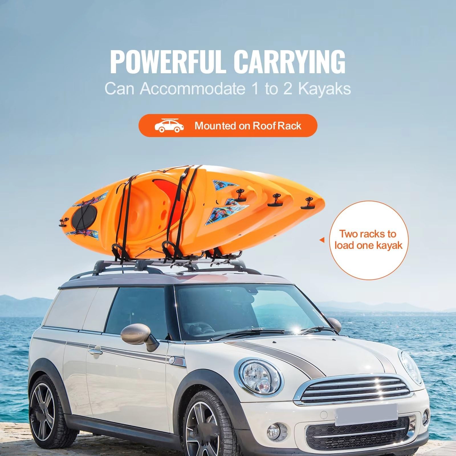 Delantero Y Trasero Baca Portaequipajes Kayak 2 Pares Blando Barra J Montaje Superior Plegable Rápido Soporte Amarre Tabla Surf Canoa Esquí Barras Coche(Unfoldable 2pcs)