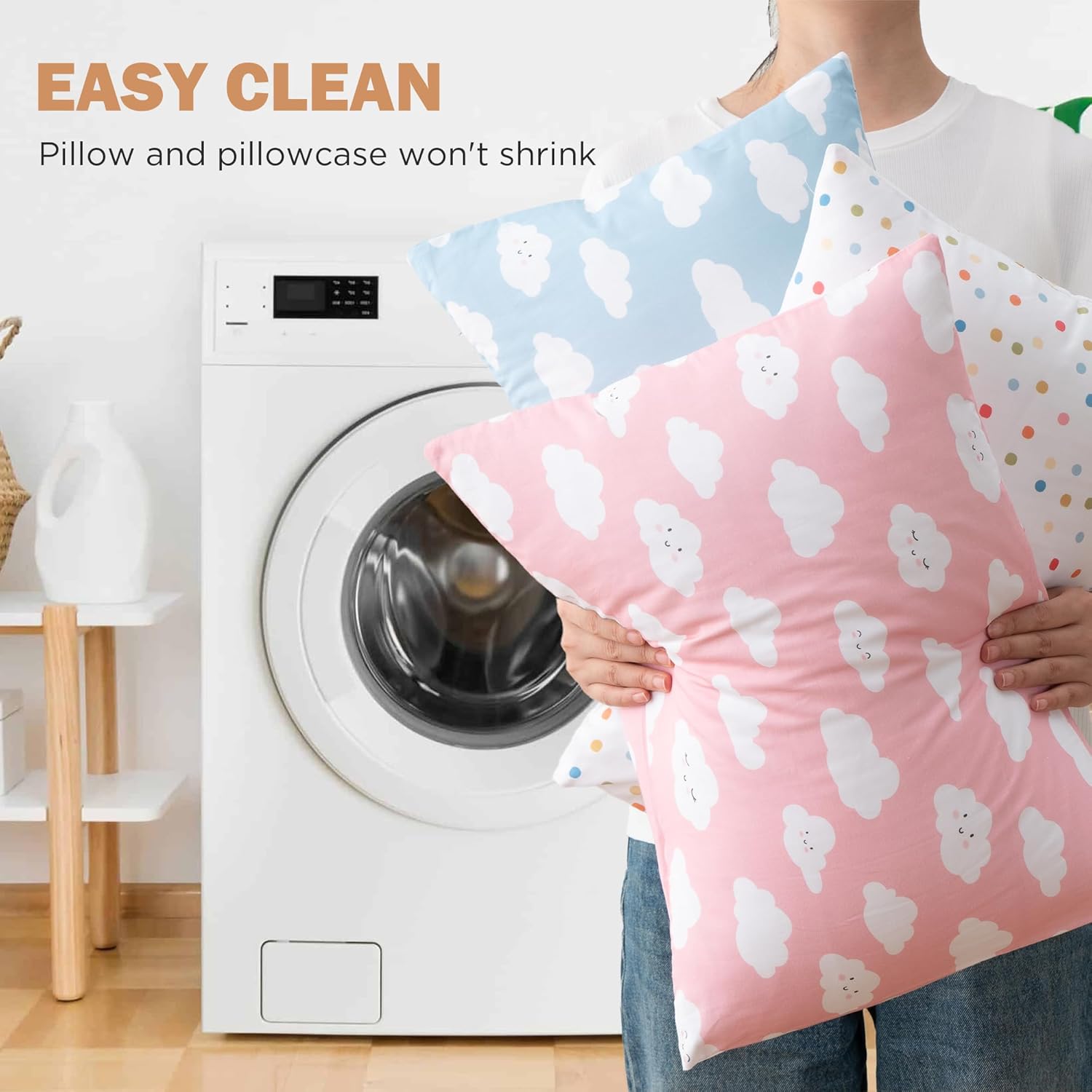 Bunnikins & Clover Toddler Pillows with Pillowcase, 13"x18" Soft Cotton Kid Pillows for Sleeping, Bedding Small Pillow for Boys and Girls Aged 2-5 Years