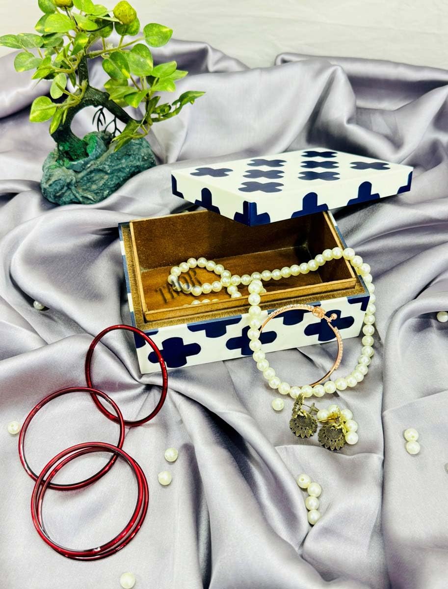 THOR INSTRUMENTS Handcrafted Bone Inlay Decorative Jewelry Organizer Box Cross Design Multipurpose Storage Keepsake Eco-Friendly Box premium home collection