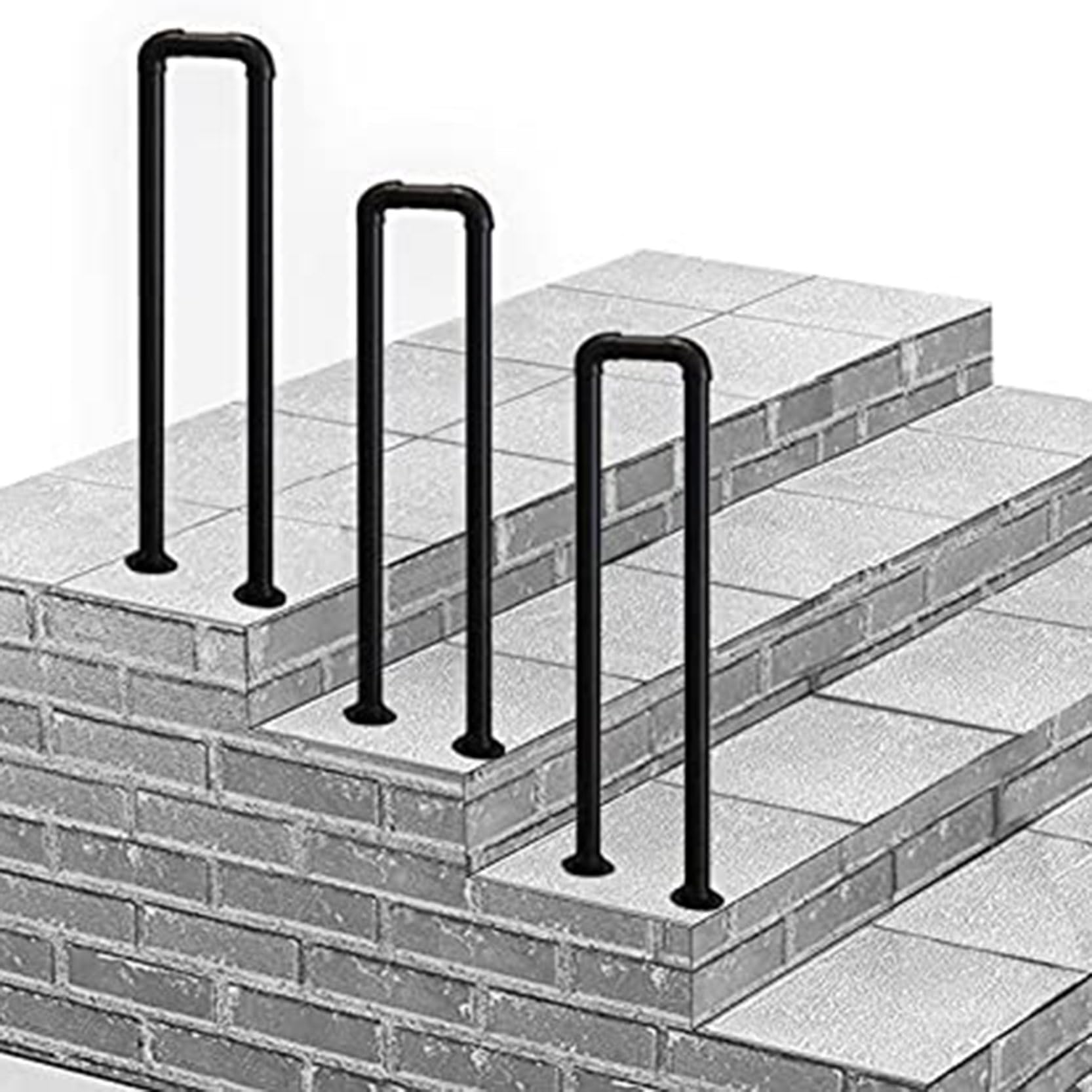 GLDYTVF Stair Railing for Outside Steps,U-Shaped Wrought Iron Stair Handrails Fits 1 Steps,Black Industrial Pipe Hand Rails Outside for Decking Fence Support Rod(Size:95cm/3.1ft)