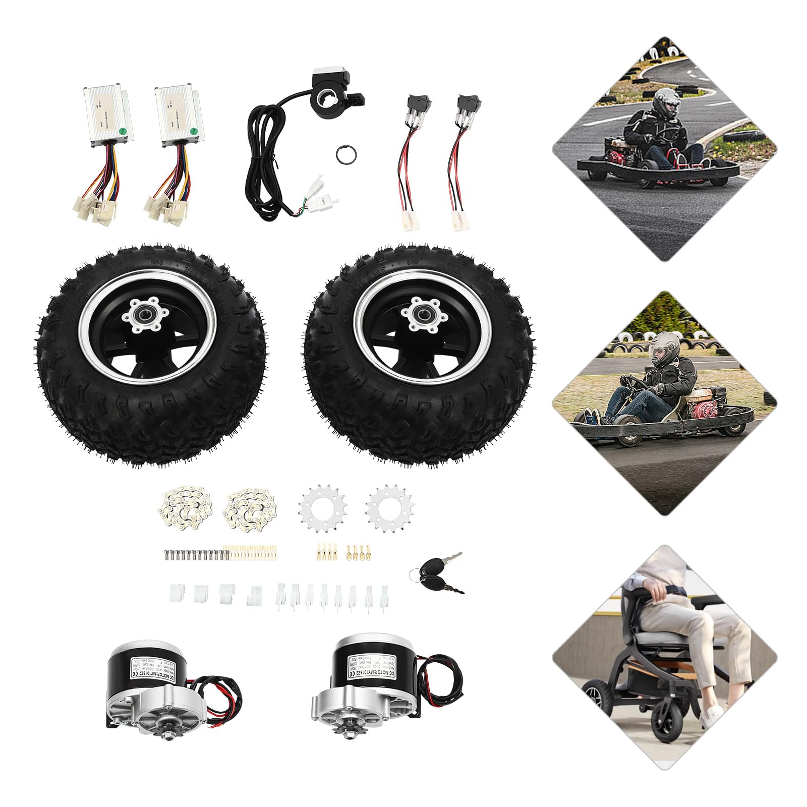 Kit de conversión para patinete eléctrico de 10" y 24 V: motorreductor de 250 W con marcha atrás, juego completo de accesorios duraderos para actualizar el motor del patinete, alto par y asistencia