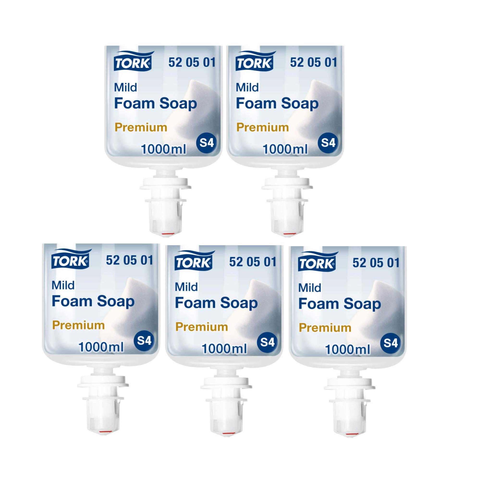 Tork 520501 Savon mousse doux de qualité supérieure pour système de distributeur de savon Tork S4 / Savon blanc doux pour les mains pour des mains douces et hygiéniques / 1 x 1000 ml (5000 ml)