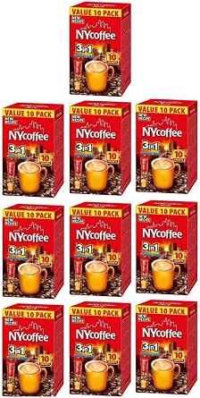 100 x NY 3 in 1 Original Coffee Instant Sticks - NEW & Improved Rich Roast Taste   Ideal for Home, Office & Travel