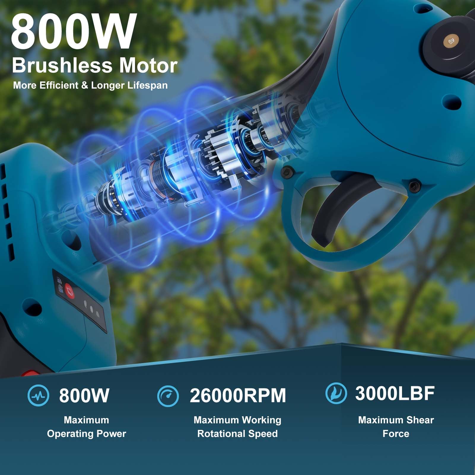 TOPALL Secateur Electrique Sans Fil,33MM Sécateur Électrique a Batterie 2 * 2000mAH | LED Écran | 800W Moteur Sans Balais | Coupe Branche Electrique pour Jardin/Arbres/Fleurs
