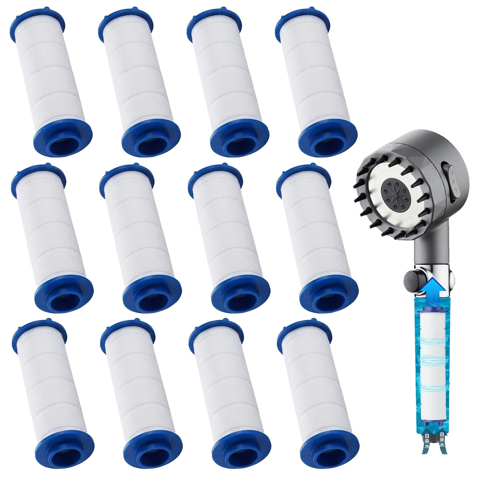 DEFIYEAR 12 Pcs PP Cotton Shower Filter Cartridges for Shower 8x2.4cm