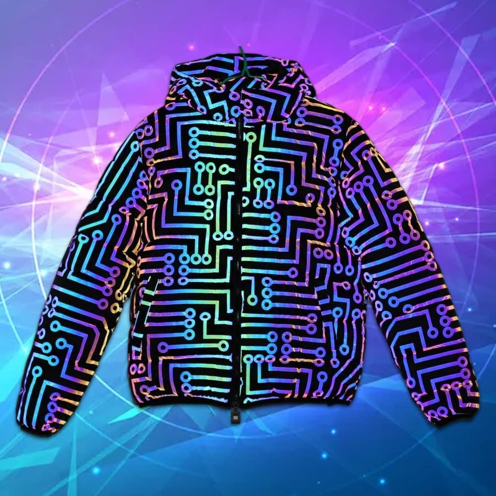 メンズ サーキットパターン カラフル 反射ジャケット