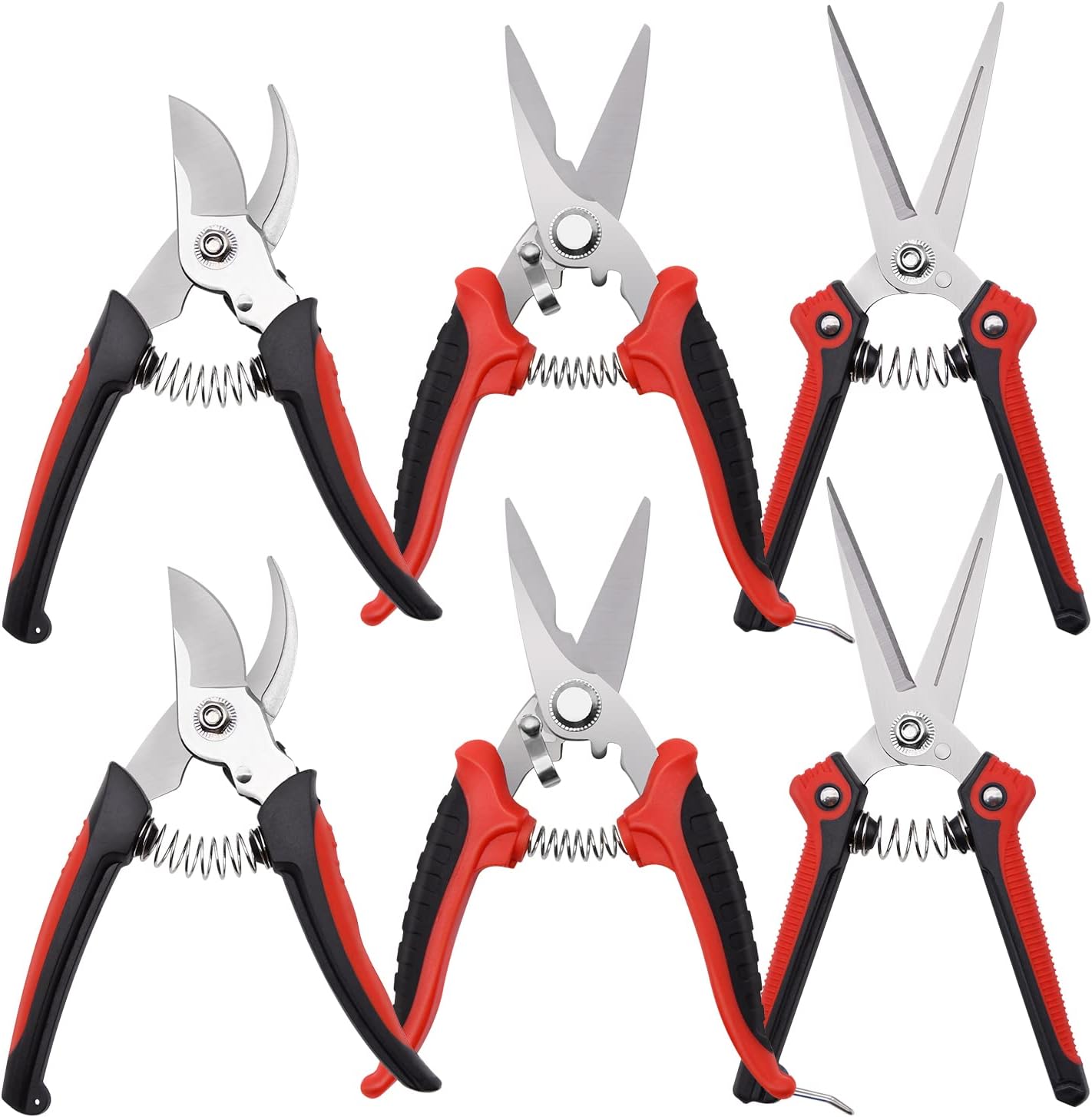Garden Pruning Shears, 6 Pack Garden Shears Set, Stainless Steel Pruning Shears for