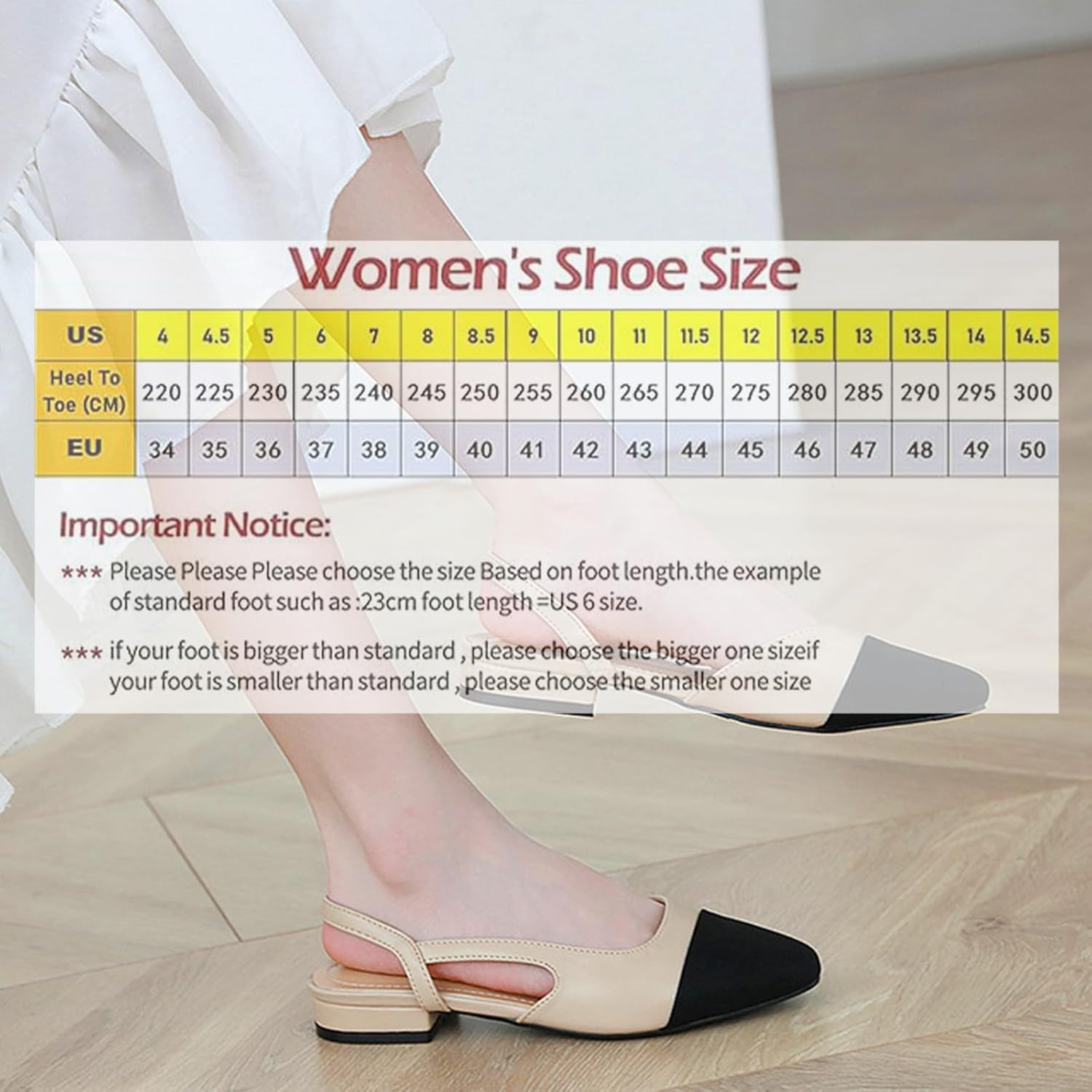 Women's Square Cap Toe Slingback Flats Two Toned Low Heel Pumps Comfortable Work Dress Shoes - Image 6