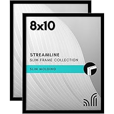 Americanflat 8x10 Picture Frame with Shatter-Resistant Glass - Streamline Collection - Thin Border Picture Frame for Tabletop and Wall Display - Hanging Hardware and Easel Stand Included - Mahogany