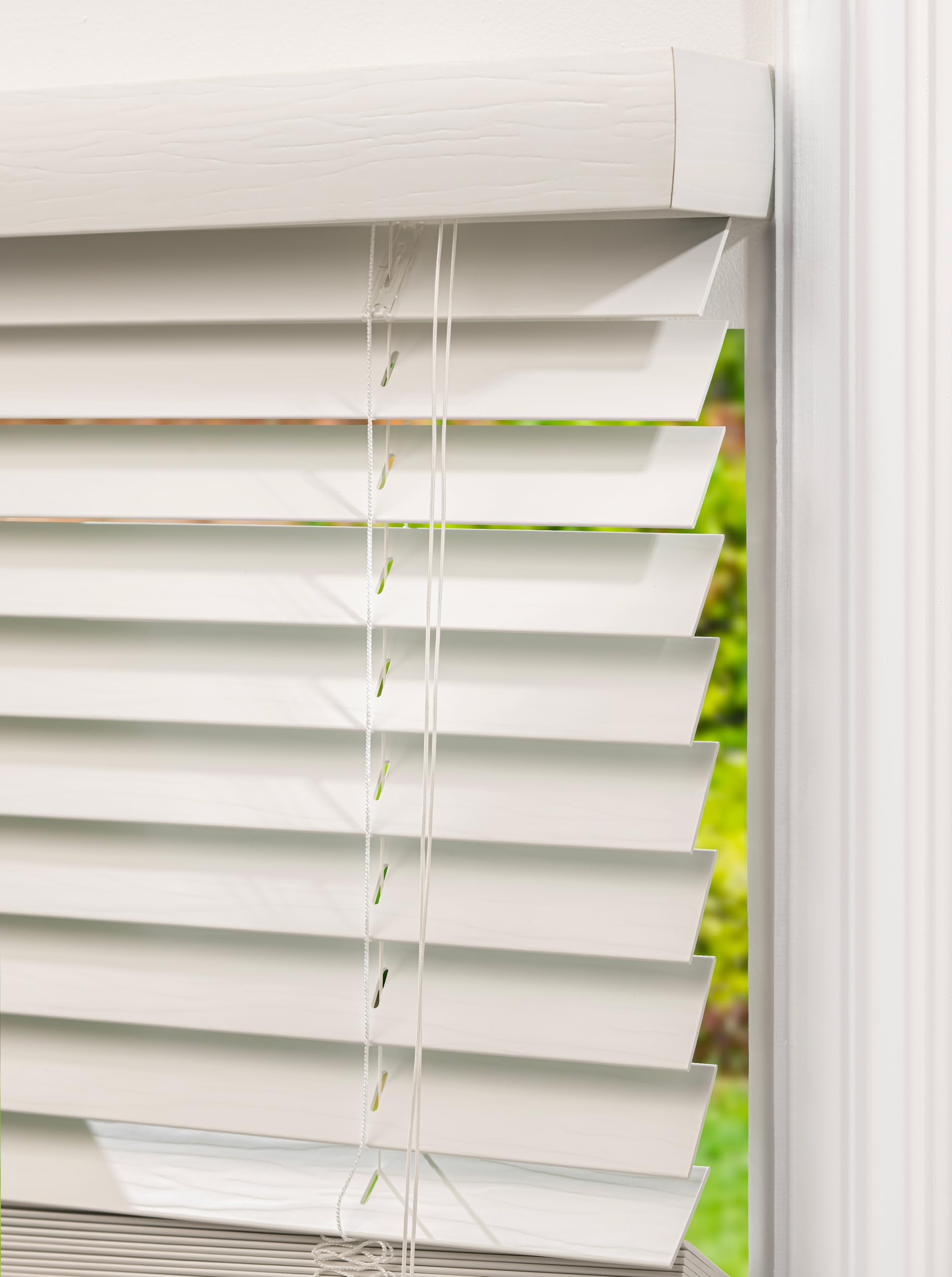 Lister Cartwright Woodgrain Fauxwood Venetian Blinds for Windows 50mm – Trimmable, Easy Fit Curtains, Child Safe – Durable Home & Office Blind(White, 195 W x 120 H cm)