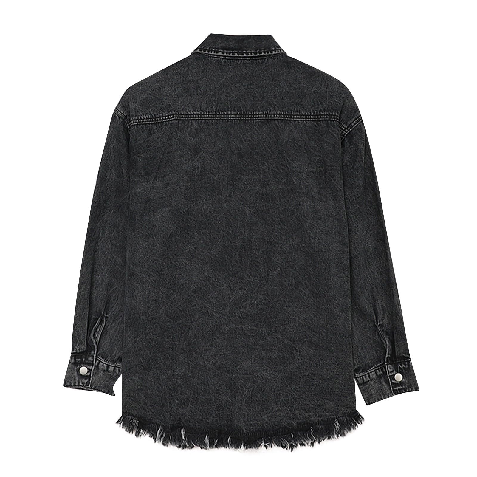 Camisa vaquera de manga larga para mujer, chaqueta vaquera blanca elástica, blusa vaquera larga con botones, chaqueta de mezclilla, chaqueta de entretiempo ligera con bolsillos, chaqueta informal de