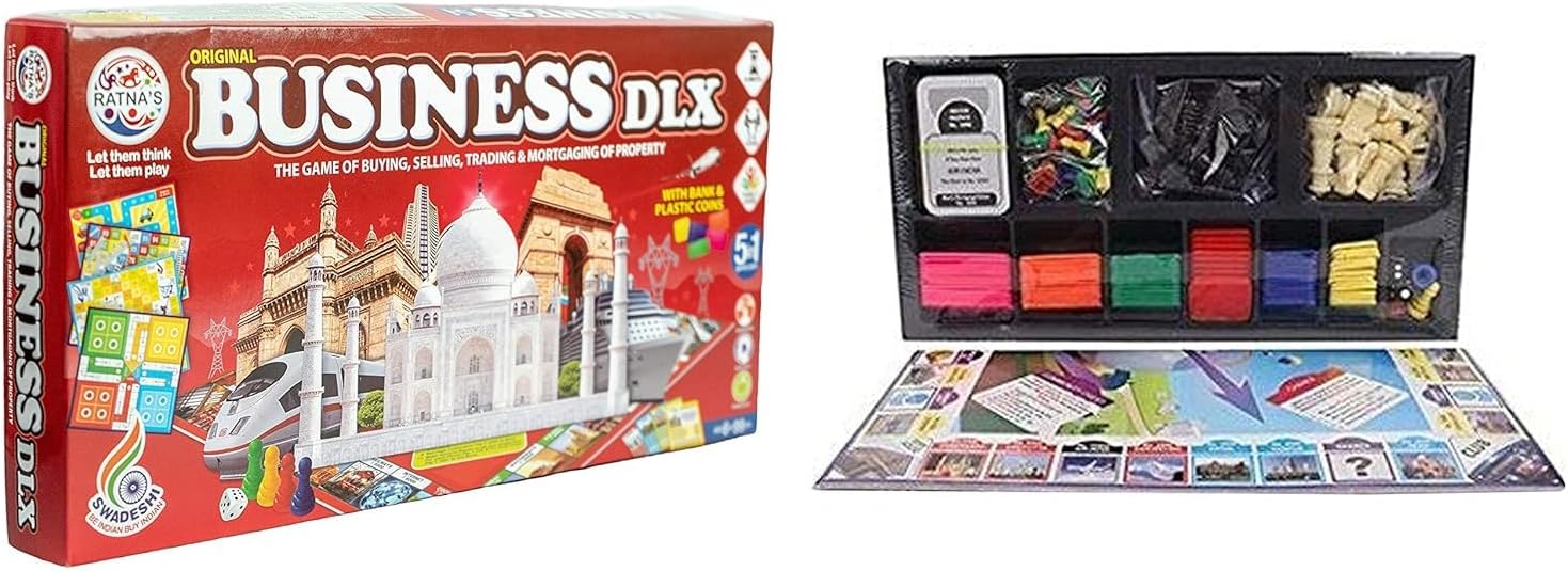 RATNA'S 5-In-1 Fun Filled Business Deluxe Game with Plastic Coins (Multicolour)