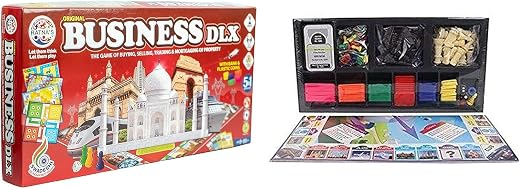 Ratna's Business 5 in 1 Deluxe Game with Plastic Money Coins to Learn Trading - Educational Board Game with Other Games Li...