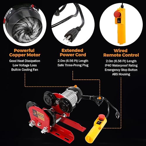 Miniatura 8 de BEAMNOVA Carretilla eléctrica de 1 tonelada 2204 libras para polipasto eléctrico, ajuste de 2.68-4.33 pulgadas I-Beam, para PA600 PA700 PA800 PA900